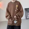 Camiseta Interior de Sudadera para Hombre con Cuello Redondo, Estilo Hong Kong, Talla Grande, Camiseta de Manga Larga Juvenil de Gama Alta, Sensación de Invierno