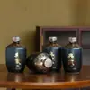 Botella de Vino de Cerámica Jingdezhen 1kg Set Completo con Etiqueta Empaque de Caja de Regalo Botella Vacía de Licor Casero Sellada Paquete de Regalo