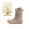 Estilo Garota Coreana~ Design de Cabeça de Boneca, Aumento Oculto de Altura, Estilo Birkenstock de Couro Genuíno, Forro de Lã, Botas Curtas Plataforma, Botas de Couro Femininas