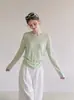 Estilo casual y fresco, camiseta fina de manga larga de color liso para mujer, nuevo top casual suelto adelgazante de verano 10474