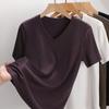 Camiseta de Mascarilla Tencel Lyocell Lino para Mujer, Camisa Base Delgada de Manga Corta de Verano, Nuevo Top Ajustado al Cuerpo de Hombro Regular 2026