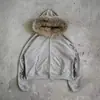 Estilo de Rua Europeu e Americano Novo Transfronteiriço Hip-Hop Punk Harajuku Estilo Igual para Homens e Mulheres Capuz de Pelúcia com Estampa e Zíper