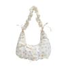 Bolsa de Ombro Simples Floral Transfronteiriça Nova Bolsa de Ombro Doce Bolsinha Pastoral Bolsa Pequena Bolsa de Nylon Pregueada