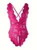 Ropa interior sexy de comercio exterior transfronterizo para mujer, nuevo mono de encaje sin espalda con cuello abierto y cordones de Europa y América, al por mayor