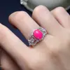 Venda Direta de Fábrica Anel de Opala Rosa Colorida Natural Pedra Principal 7*9mm Prata S925 Acabamento Fino Cravejado