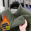 Sudadera de forro polar gruesa de doble cara para hombre, nuevo modelo de invierno 2025, con cremallera y cuello alto, chaqueta cálida con forro de forro polar para hombre