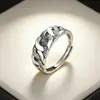 Anillo Vintage Geométrico Retorcido de Plata Tailandesa para Mujer, Diseño Personalizado de Moda Estilo Punk, Suministro de Anillo de Dedo Índice con Cadena Hip-Hop