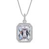 Novo High-end Luxo Elegante Princesa Retangular Colar de Zircão Simulação Pó Turmalina Cor Tesouro Anel Quadrado Brincos de Diamante
