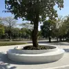 Banco em formato de arco de camada dupla para lago de árvore em pedra artificial concreto UHPC degrau de parque estilo assento lateral de árvore fabricante customizado