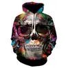 Novo Moletom Casual com Capuz Tendência Transfronteiriça temu Caveira Estampa Digital 3D Moletom Masculino