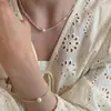 Pulsera de Plata Rota y Perlas Estilo Coreano Gama Alta Lujo Ligero Pulsera Sencilla Regalo para San Valentín Mejor Amiga Niñas