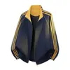 Jaqueta esportiva patchwork bicolor com gola alta para homens, nova jaqueta casual solta de primavera e outono, top moderno e versátil