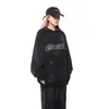 Sudadera con capucha estilo graffiti del páramo americano transfronterizo con lavado desgastado, bordado vintage, prenda superior tipo jersey para pareja