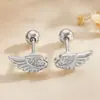 Piercing de Cartilagem para Orelha Stud com Design de Asas de Anjo cravejado com Zircônia, Estilo Menina Quente Doce e Cool, para Casal