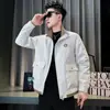 Jaqueta de Couro Preta da Moda para Homens com Design Estiloso e Detalhes Color-Blocking para Primavera e Outono