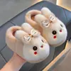 Pantuflas de Algodón de Invierno para Niños y Niñas, Calientes, con Felpa Adicional, Peludas, para el Hogar, Padre-Hijo, Conejito Lindo, Bebé, Talón Cerrado, Zapatos de Algodón