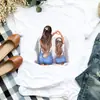 Dia das Mães Mãe Filha Padrão Casual Manga Curta Casual Masculina e Feminina Novas Camisetas Casuais Europeias e Americanas para Homens e Mulheres