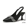 Zapatos de tacón alto de punta fina para mujer, talla grande, nuevos para la primavera 2026, con tacón fino, corte bajo, tira de pedrería, sandalias de meter