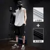 Conjunto Casual de Verão Masculino Regata Sem Mangas de Seda Gelo Conjunto de Duas Peças Esportivo Bonito para Exterior Regata Conjunto de Calças Cinco Pontos