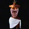 AYJ estilo nuevo transfronterizo europeo y americano para festival EDM, atuendo sexy con top de perlas sin espalda para mujer, único y deslumbrante