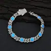 Hip-Hop Transfronterizo Europeo y Americano Cadena de Piedras Azules de 8 mm Pulsera Cubana Joyería de Lujo Accesible Joyería de Alta Gama para Mujeres Personalización