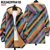 Jaqueta Transfronteiriça Novo Estilo com Elementos de Padrão Multicoloridos, Cardigan com Zíper 76 com Capuz, Casaco de Algodão com Lã Espessa para Inverno com Forro Amarelo