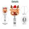 Porta credencial retráctil de acrílico con shaker navideño Carrete retráctil para credencial de árbol de Navidad con clip de cocodrilo giratorio
