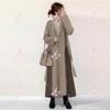 En stock japonés y coreano vestido abrigo de lana con solapa de otoño