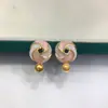 Accesorios y joyería exquisitos al por mayor Pendientes de perlas hechos a mano para DIY con molinete de colores contrastantes rosa y blanco con goteo de aceite