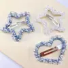 Pinza para el pelo de cristal de lujo ligero estilo coreano para niñas, cuentas de cristal, en forma de corazón y pentagrama, accesorio de moda para el cabello para mujeres