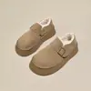 Sapatos Birkenstock de sola grossa para mulheres, botas de neve espessadas para mulheres, novidades de inverno 2026, sapatos femininos com forro de fleece, sapatos peludos de calçar fácil, sapatos de algodão