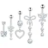Amazon En Stock Set de 5 Piezas de Anillos para Ombligo, Acero Inoxidable Exquisito Súper Brillante Circonita Joyería para Piercing de Ombligo