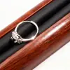 9244 Jade Natural Plata Pura Incrustada Exquisito Cabujón de Jadeíta Anillo Trébol de Cuatro Hojas Completamente Verde, Uno de la Variedad