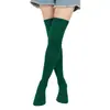 Nuevos calcetines navideños con borde cruzado, calcetines rojos hasta la rodilla para niños, medias verdes y amarillas, medias moradas de Halloween europeas y americanas.