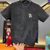2024 Nova Moda Estrelas Gola Redonda Manga Curta Manga Meia Manga Camiseta de Nicho Masculina Top de Verão Slim Fit Versátil
