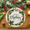 Jogo Americano Redondo de Natal Linho Resistente a Manchas Utensílios de Mesa Tapete Isolante Térmico Decoração Simples Restaurante Jogo Americano Estilo Ocidental Jogo Americano de Algodão e Linho