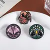 Set de Insignias Creativas de Murciélago, Rosa Rosa y Morado Luna Creciente Murciélago Floral Tres Estilos Pines Personalizados Fábrica al por Mayor