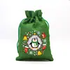 Bolsa de Regalo Navideña Verde al por Mayor Transfronteriza Bolsa con Cordón de Papá Noel Bolsa de Dulces de Nochebuena Bolsa para Manzanas Bolsa de Lino