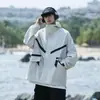 Chaqueta cortavientos de moda para hombre Tangkez para camping al aire libre y montañismo, abrigo con capucha de estilo americano holgado