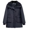 Invierno 2024 nuevo 200 kg chica gordita moda cuello alto largo algodón acolchado talla extra grande abrigo cálido para mujer 5463
