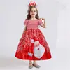 Vestido de Navidad para Piano de Estilo Nuevo Europeo y Americano Transfronterizo para Niñas con Estampado de Dibujos Animados Vestido de Danza de Rendimiento de Satén