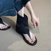 Versión de Cuero Suave~Sandalias Romanas de Tira en el Dedo del Pie Retro para Mujer, Nuevo Estilo con Aumento Oculto de Altura, Impresionantemente Hermosas, Modernas, Aspecto de Alta Gama, Botines Cortos Acampanados