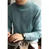 Suéter Masculino Gola Alta Meia Minimalista Estilo Old Money, Camada Base Grossa Quente para Outono e Inverno, Tricô de Cor Sólida com Aquecimento Infravermelho Distante