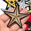 Sello de Bordado por Computadora Estrella de Cinco Puntas Transfronterizo de Comercio Exterior Parche de Tela Bordado con Hilo Dorado y Plateado Parche Decorativo para Ropa Chaqueta Insignia