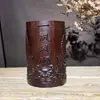 Portaplumas de Secuoya Talla en Madera Madera de Ébano Negro Navegación Fluida Portaplumas de Madera Maciza Artesanías Adorno de Almacenamiento para Escritorio de Estudiante
