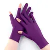 Luvas de proteção solar de alta elasticidade transfronteiriças para mulheres, verão, finas, para uso externo, luvas com proteção UV, meio dedo, luvas de dois dedos