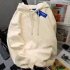 Moletom com Capuz da Marca Ins Trend Simples Americana para Mulheres Outono e Inverno 2025 Casual Solto Veludo Espessado Tops de Casal