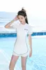 Traje de baño para mujer conservador dividido de dos piezas estilo nuevo talla grande para chicas ligeramente con sobrepeso que cubren la grasa estudiante adelgazante cubriente traje deportivo al por mayor