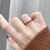 Anillo Geométrico Redondo Abierto Rojo Ancora Elegante Moda Combinable Anillo de Dedo Joyería de Alta Gama para Mujer
