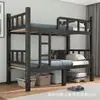 Cama litera económica y silenciosa con estructura de acero y barandillas de seguridad elevadas para dormitorios de fábrica y apartamentos, Cama duradera de doble capa con estructura de hierro